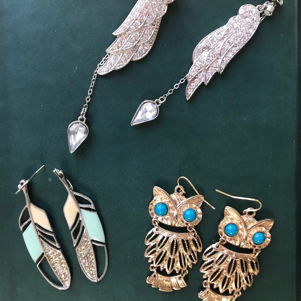 Winged earring collection (set of 3 pairs)